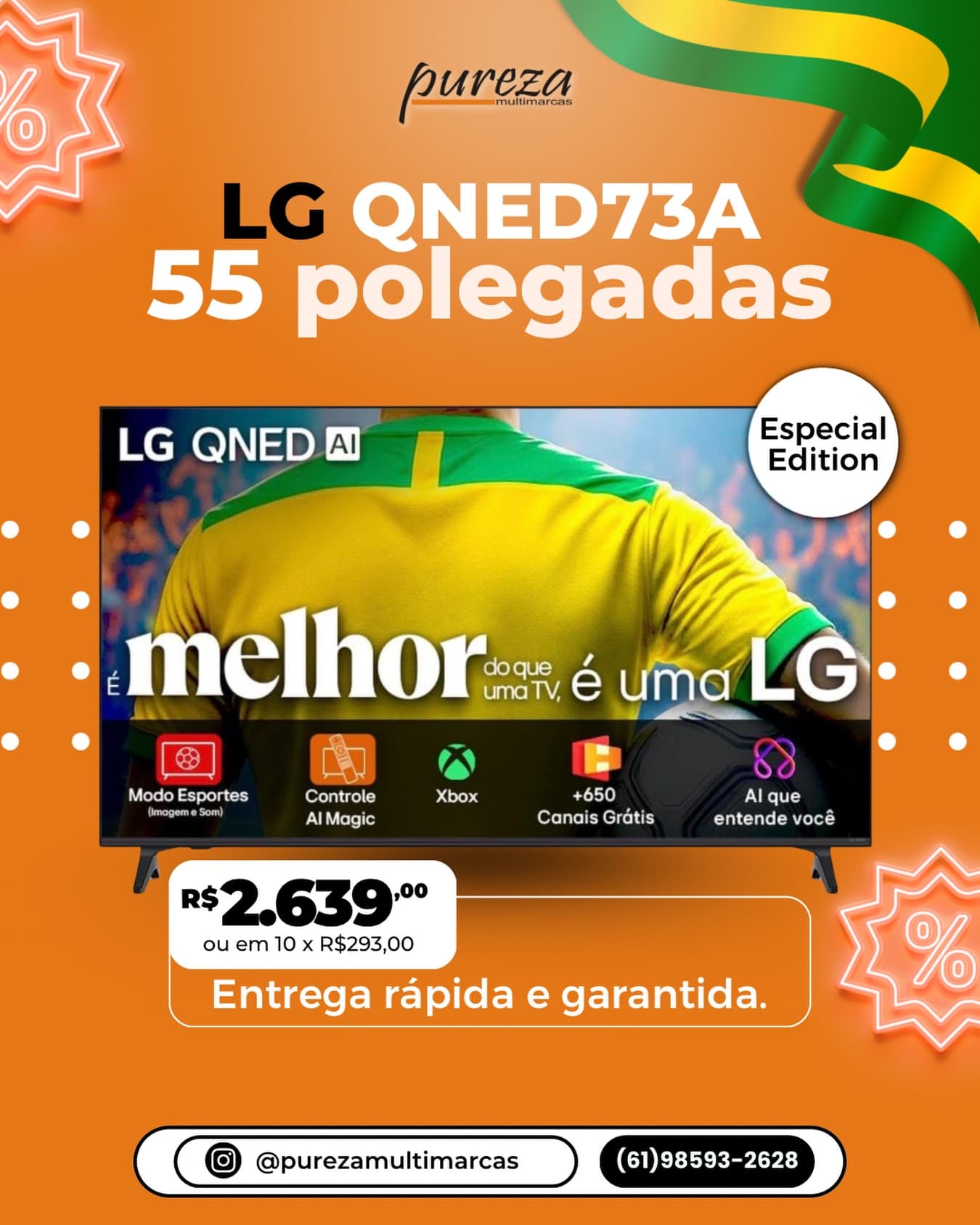 TV LG QNED73A 55 Polegadas