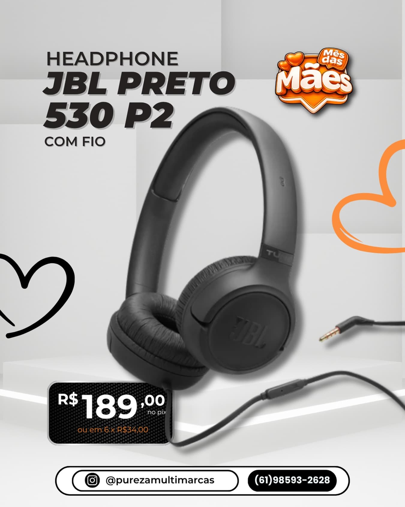 Headphone JBL 530 P2 com Fio